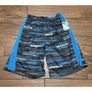 Energy Zone Boys Basketball Shorts Blue Black Gray Stripe Sz XL 14/16 NWT